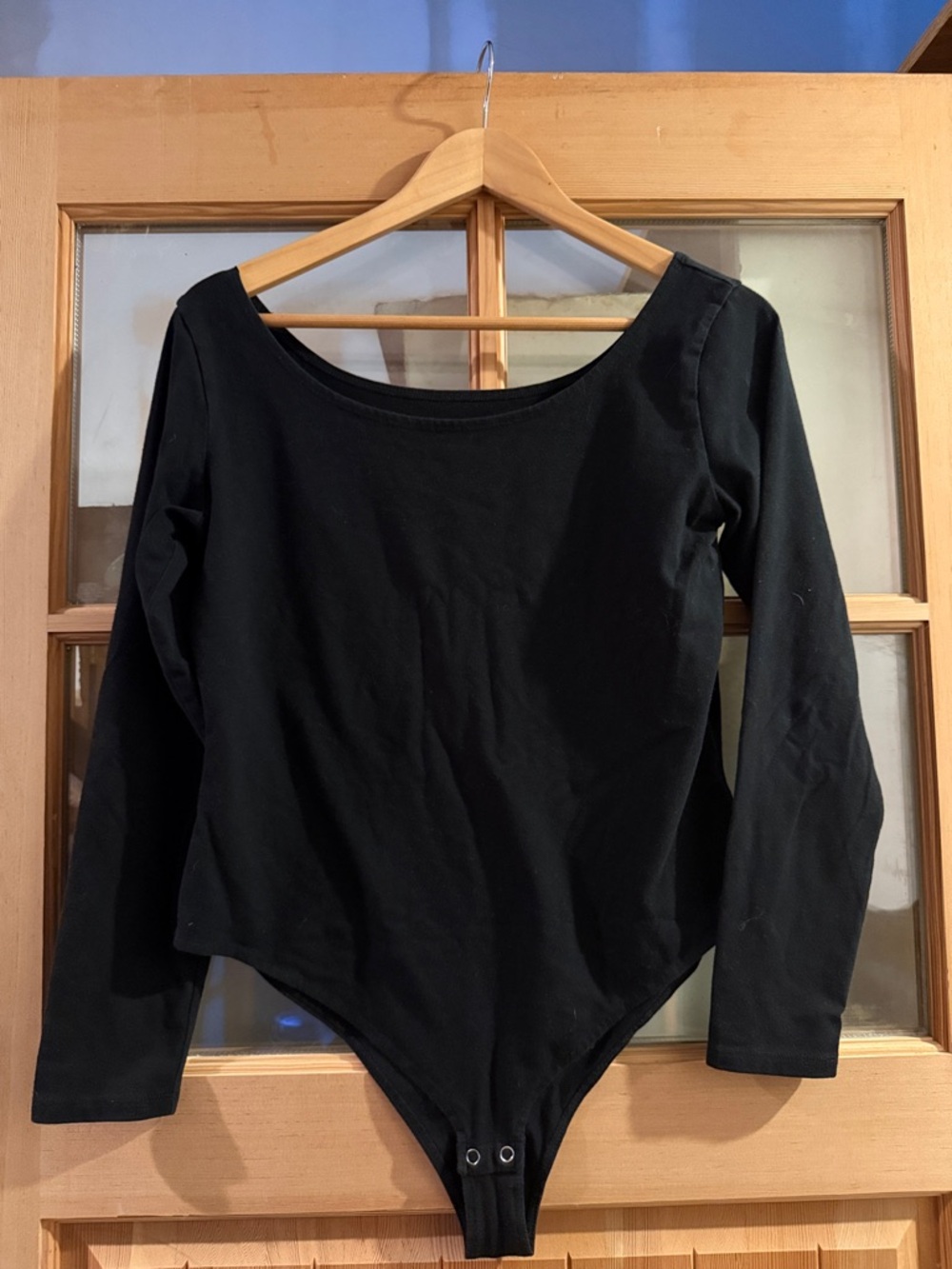 a new day Black Long-Sleeve Scoop Neck Bodysuit